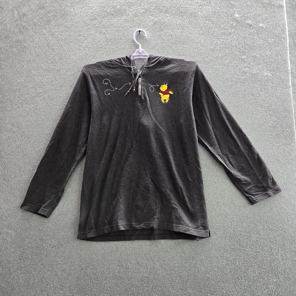 Disney Pooh Women Sweatshirt Gray Embroidered Winnie Pooh Character Whimsical